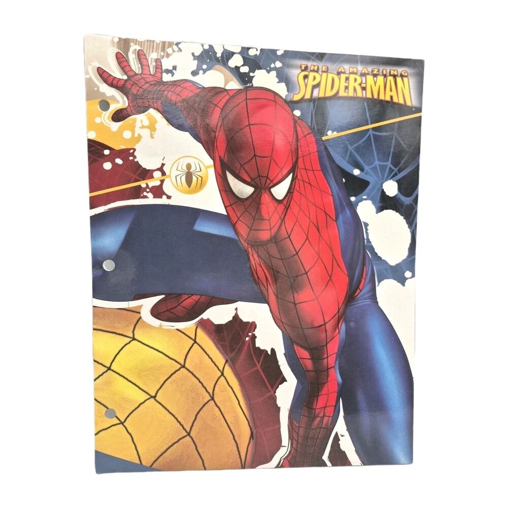 Vintage Marvel Spiderman 2 Pocket Hole Punched Folder Pristine